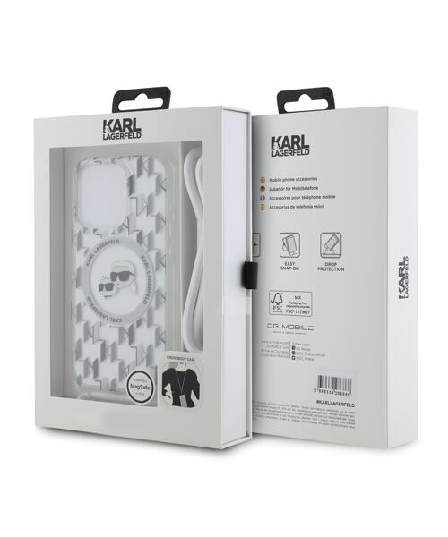 Karl Lagerfeld IML Monogram Crossbody K&CH Heads MagSafe Zadní Kryt pro iPhone 14 Pro Max Transparen
