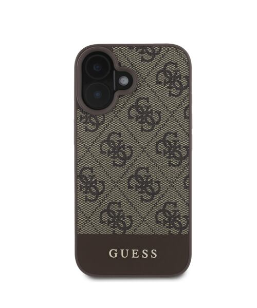 Guess PU 4G Stripe Zadní Kryt pro iPhone 16 Brown