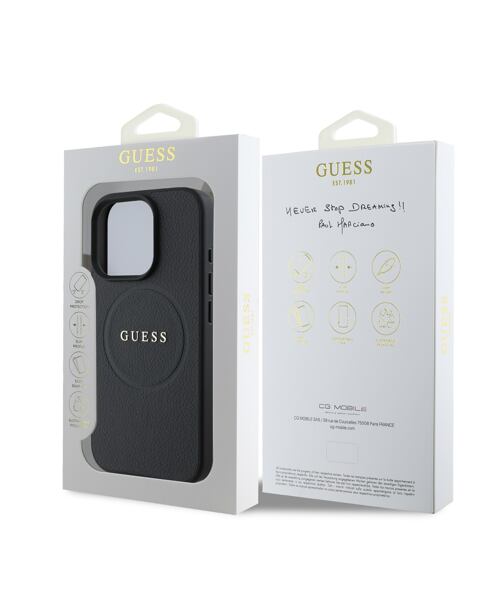 Guess PU Grained Classic Logo MagSafe Zadní Kryt pro iPhone 16 Pro Black