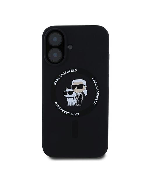 Karl Lagerfeld Liquid Silicone Karl and Choupette MagSafe Zadní Kryt pro iPhone 16 Black