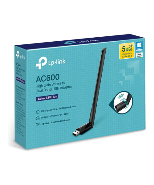 TP-Link Archer T2U Plus AC600 High Gain USB Adapter