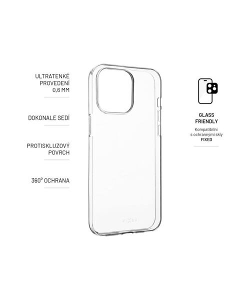 Ultratenký TPU gelový kryt FIXED Story Slim pro Apple iPhone 15 Pro, 0,6 mm, čirý