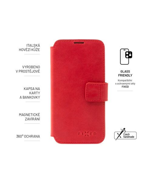 Kožené pouzdro typu kniha FIXED ProFit pro Samsung Galaxy S24+, červené