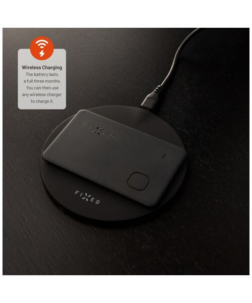 Smart tracker FIXED Tag Card s podporou Find My, bezdrátové nabíjení, černý