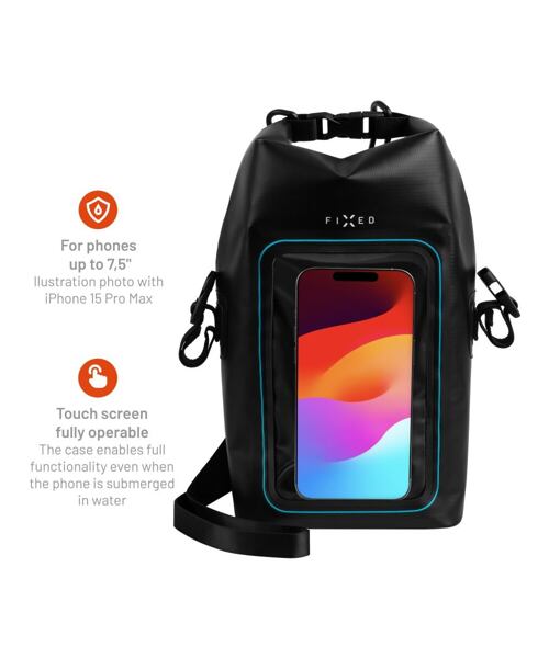 Voděodolný vak FIXED Float Bag s kapsou pro mobilní telefon 3L, černá