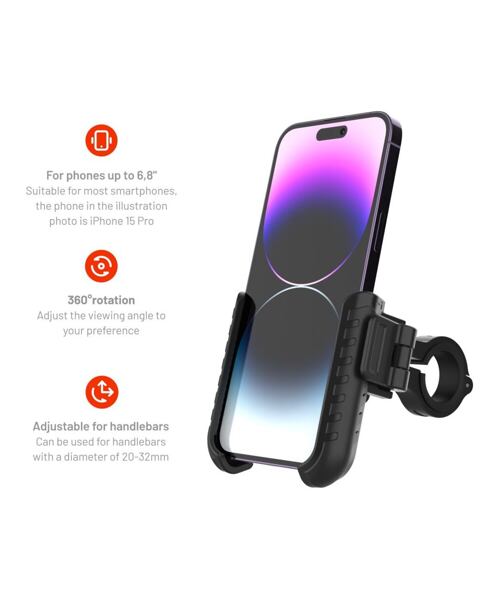 Univerzální držák mobilního telefonu na kolo FIXED Bikee Plus, černý