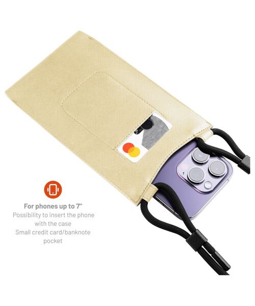 Taštička přes rameno s kapsou FIXED Verona s černou šňůrkou pro mobilní telefony do 7", světle žlutá