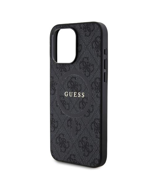 Guess PU Leather 4G Colored Ring MagSafe Zadní Kryt pro iPhone 15 Pro Max Black
