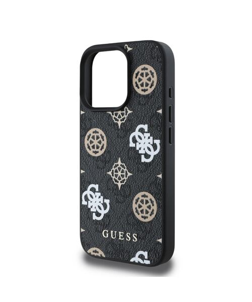 Guess PU 4G Peony MagSafe Zadní Kryt pro iPhone 16 Pro Max Black
