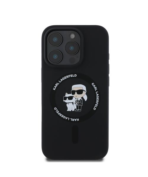 Karl Lagerfeld Liquid Silicone Karl and Choupette MagSafe Zadní Kryt pro iPhone 16 Pro Max Black