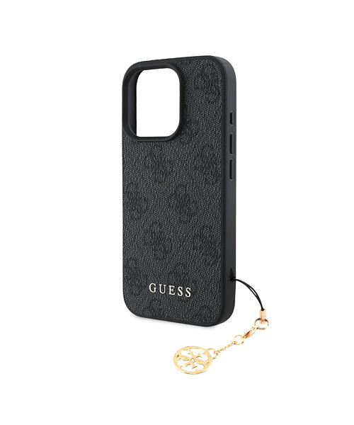 Guess 4G Charm Zadní Kryt pro iPhone 16 Pro Max Tone on Tone Grey