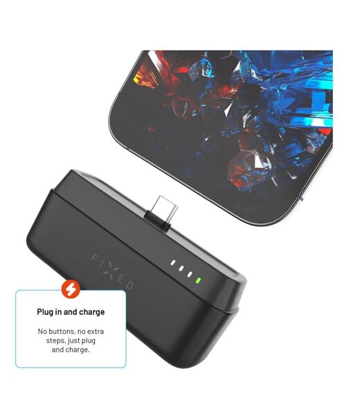 Powerbanka FIXED Zen 5 Plug-in s výstupem PD 20W, 5 000 mAh, černá
