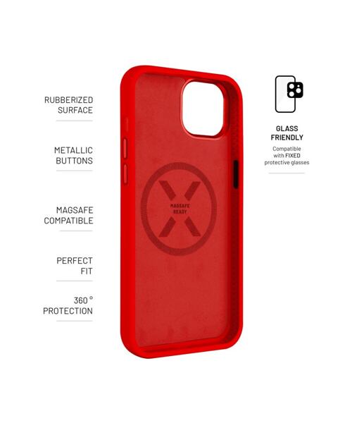 Zadní kryt FIXED MagFlow s podporou MagSafe pro Apple iPhone 16, červený