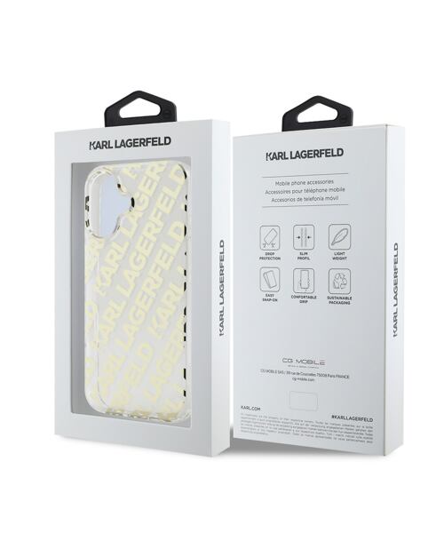 Karl Lagerfeld IML Electroplated Repeated Logo Zadní Kryt pro iPhone 16 Gold