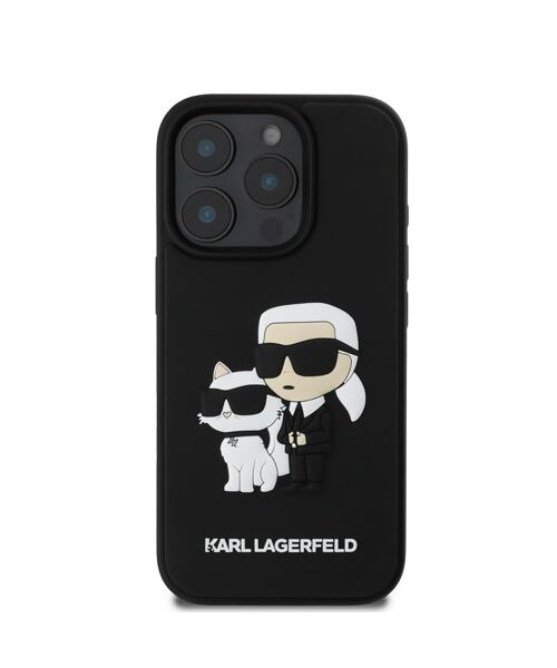 Karl Lagerfeld PU Saffiano Karl and Choupette Zadní Kryt pro iPhone 16 Pro Max Black
