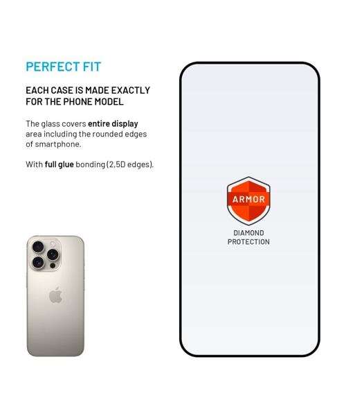 Ultra odolné tvrzené sklo FIXED Armor s Anti-dust aplikátorem a AR vrstvou pro Apple iPhone 16 Pro,