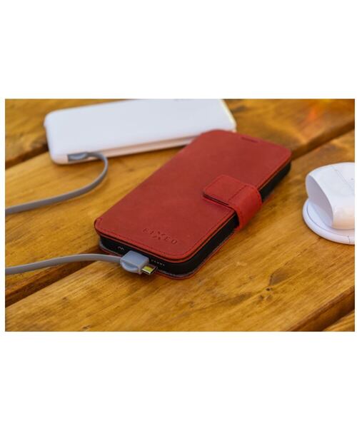 Kožené pouzdro typu kniha FIXED ProFit pro Apple iPhone 16 Plus, červené