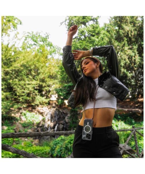 Pouzdro FIXED MagPure Neck s růžovou šňůrkou na krk pro Apple iPhone 16