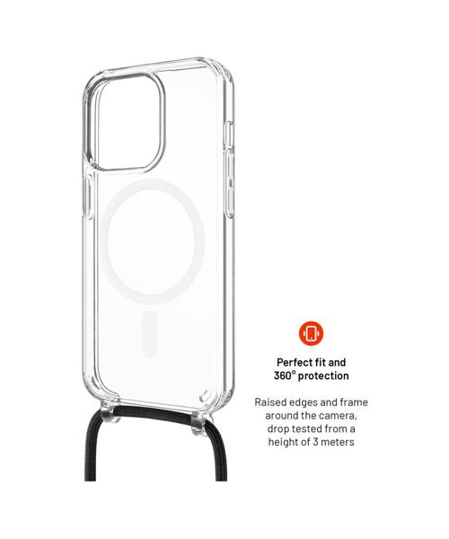 Pouzdro FIXED MagPure Neck s černou šňůrkou na krk pro Apple iPhone 16 Pro