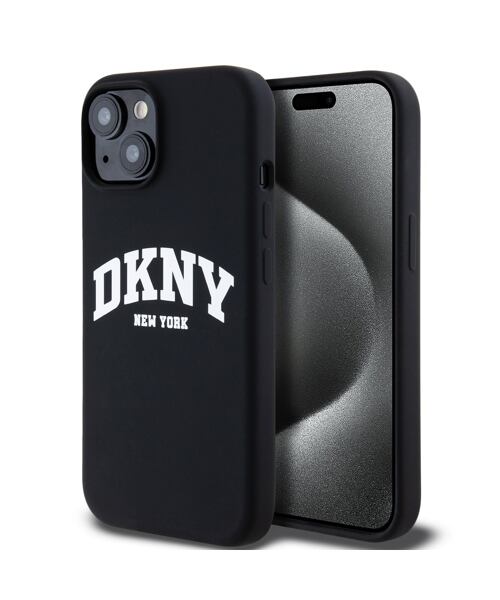 DKNY Liquid Silicone Arch Logo MagSafe Zadní Kryt pro iPhone 15 Black