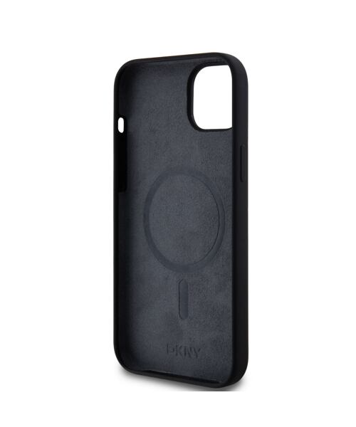 DKNY Liquid Silicone Arch Logo MagSafe Zadní Kryt pro iPhone 15 Plus Black
