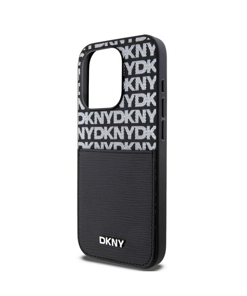 DKNY PU Leather Repeat Pattern Card Pocket Zadní Kryt pro iPhone 14 Pro Max Black