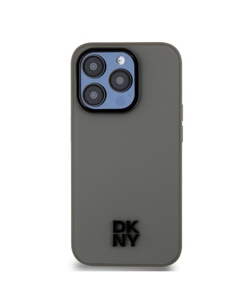 DKNY PU Leather Stack Logo Magsafe Zadní Kryt pro iPhone 15 Pro Max Grey