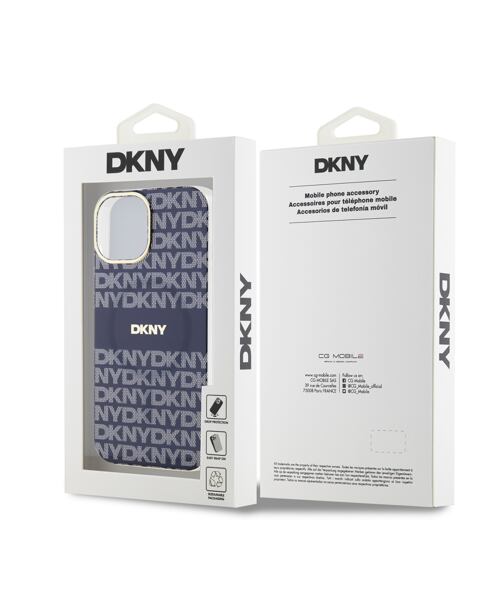 DKNY PC/TPU Repeat Pattern Tonal Stripe Magsafe Zadní Kryt pro iPhone 15 Blue