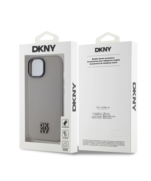 DKNY PU Leather Stack Logo Magsafe Zadní Kryt pro iPhone 15 Grey