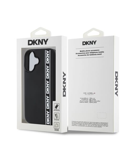DKNY 3D Rubber Repeat Logo Line Zadní Kryt pro iPhone 16 Black