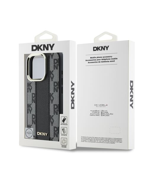 DKNY PU Leather Checkered Pattern Magsafe Zadní Kryt pro iPhone 16 Pro Max Black