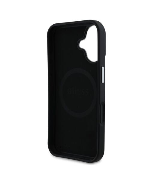 Guess PU Grained Triangle Logo MagSafe Zadní Kryt pro iPhone 16 Black