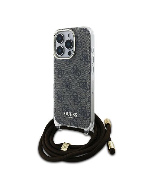 Guess IML 4G Printed Crossbody Popruh Zadní Kryt pro iPhone 16 Pro Max Brown