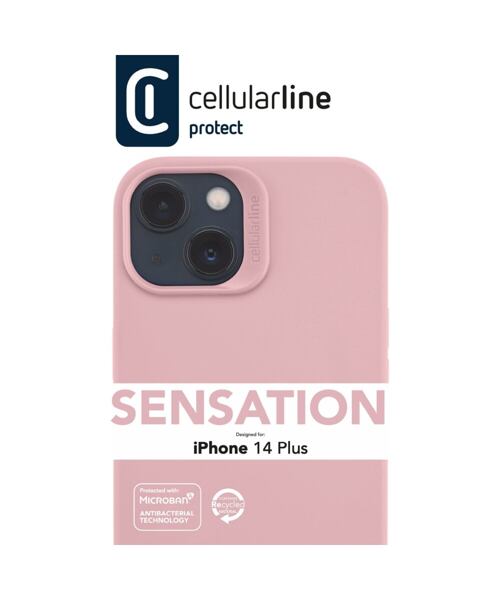 Ochranný silikonový kryt Cellularline Sensation pro Apple iPhone 14 Plus, růžový
