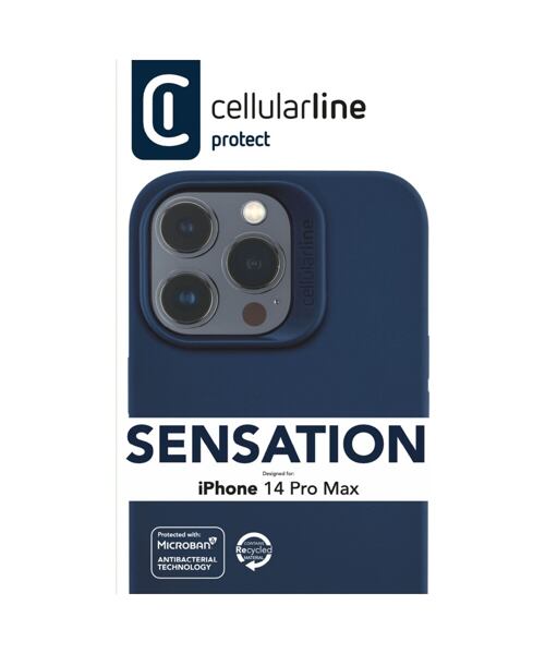 Ochranný silikonový kryt Cellularline Sensation pro Apple iPhone 14 PRO MAX, modrý
