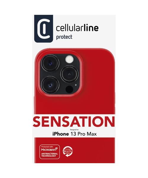 Ochranný silikonový kryt Cellularline Sensation pro Apple iPhone 13 Pro Max, červený