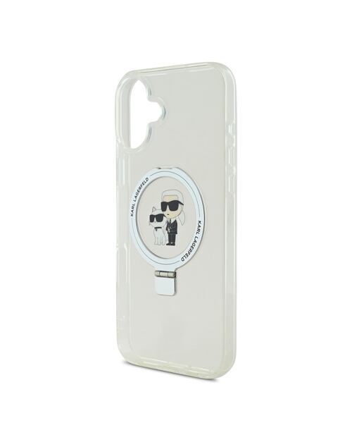 Karl Lagerfeld Ringstand Karl and Choupette MagSafe Zadní Kryt pro iPhone 16 White