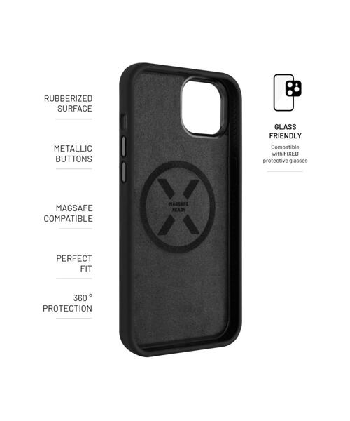 Zadní kryt FIXED MagFlow s podporou MagSafe pro Apple iPhone 16, černý