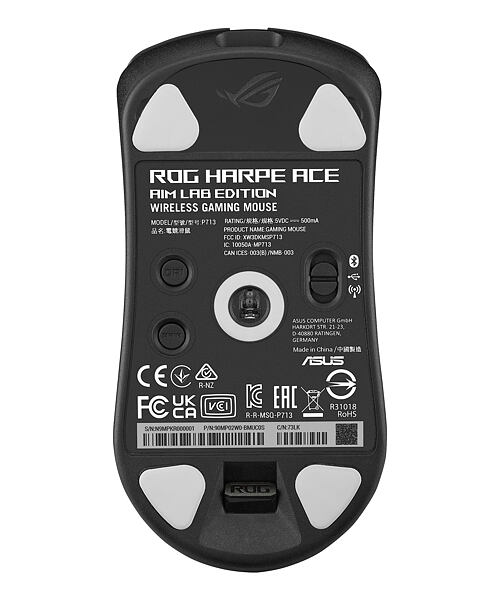 ASUS ROG Harpe Ace Aim Lab Edition myš Hraní Pro praváky i leváky RF Wireless + Bluetooth + USB Type