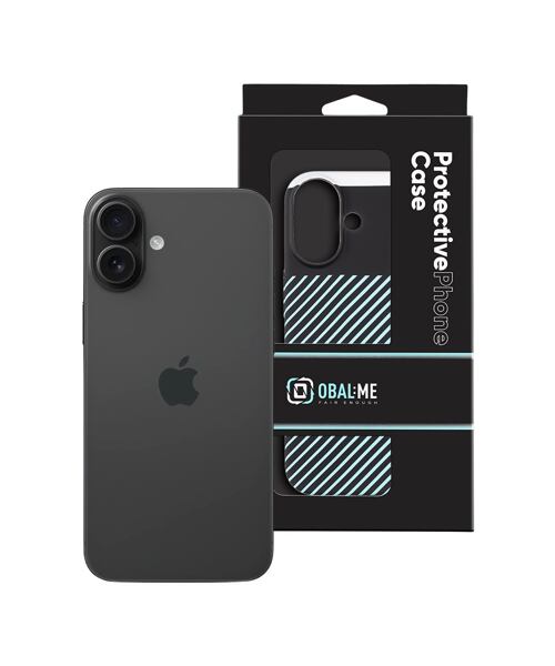 OBAL:ME Flossy Stripes Kryt pro Apple iPhone 16 Plus Black/Sky Blue