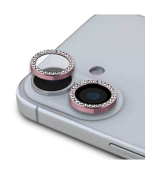 Guess Fixed Glitter Ochrana Čoček pro iPhone 16/16 Plus Pink