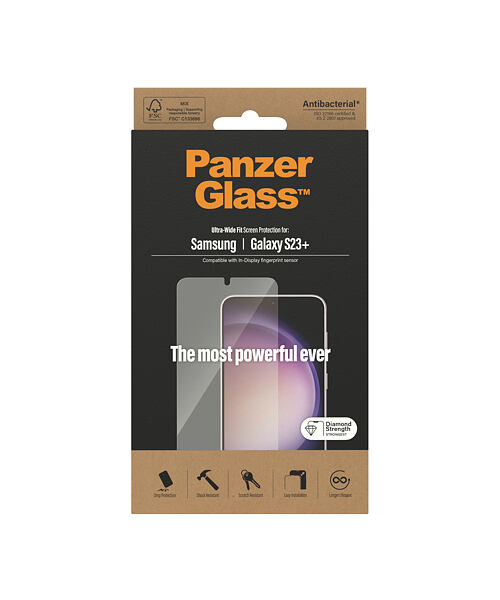 PanzerGlass™ Ultra-Wide Fit Samsung Galaxy S23+/S22+ (celolepené s funkčním otiskem prstů)