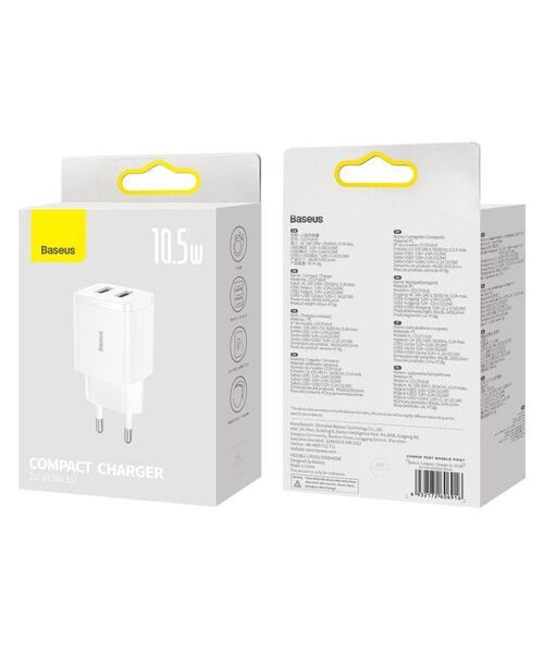 Baseus CCXJ010202 Compact Nabíječka 2xUSB 10,5W White