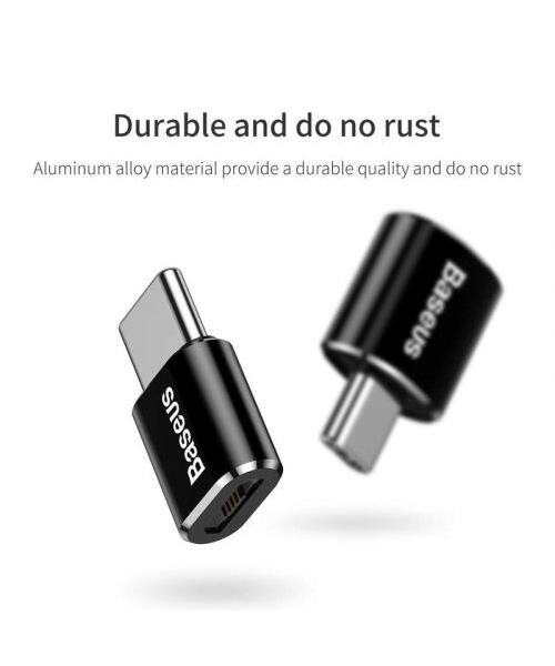 Baseus adaptér z microUSB na USB-C černý