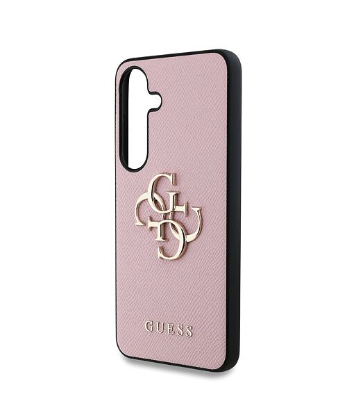 Guess PU Grained 4G Metal Logo Zadní Kryt pro Samsung Galaxy S25+ Pink