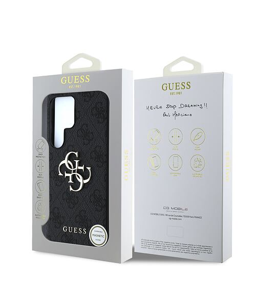 Guess PU 4G Metal Logo Zadní Kryt pro Samsung Galaxy S25 Ultra Grey
