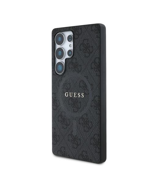 Guess PU Leather 4G Colored Ring MagSafe Zadní Kryt pro Samsung Galaxy S25 Ultra Black
