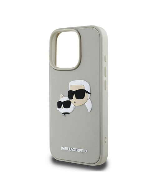 Karl Lagerfeld 3D Rubber Double Heads Zadní Kryt pro iPhone 16 Pro Max Beige