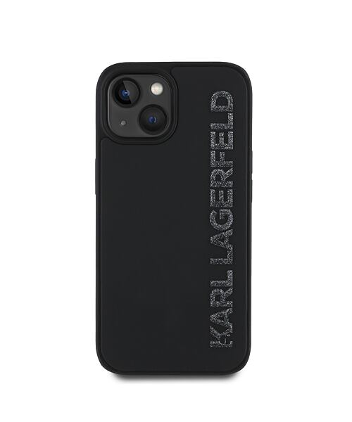 Karl Lagerfeld 3D Rubber Glitter Logo Zadní Kryt pro iPhone 14 Black