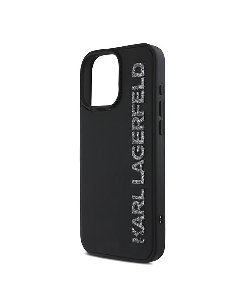 Karl Lagerfeld 3D Rubber Glitter Logo Zadní Kryt pro iPhone 15 Pro Max Black